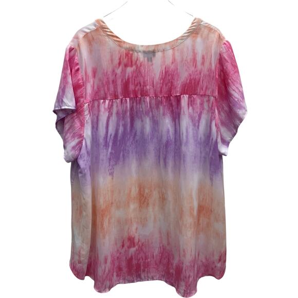 Torrid Pastel Ombré Tie Dye V-Neck Top Women’s Size 24/26 - Picture 9 of 10
